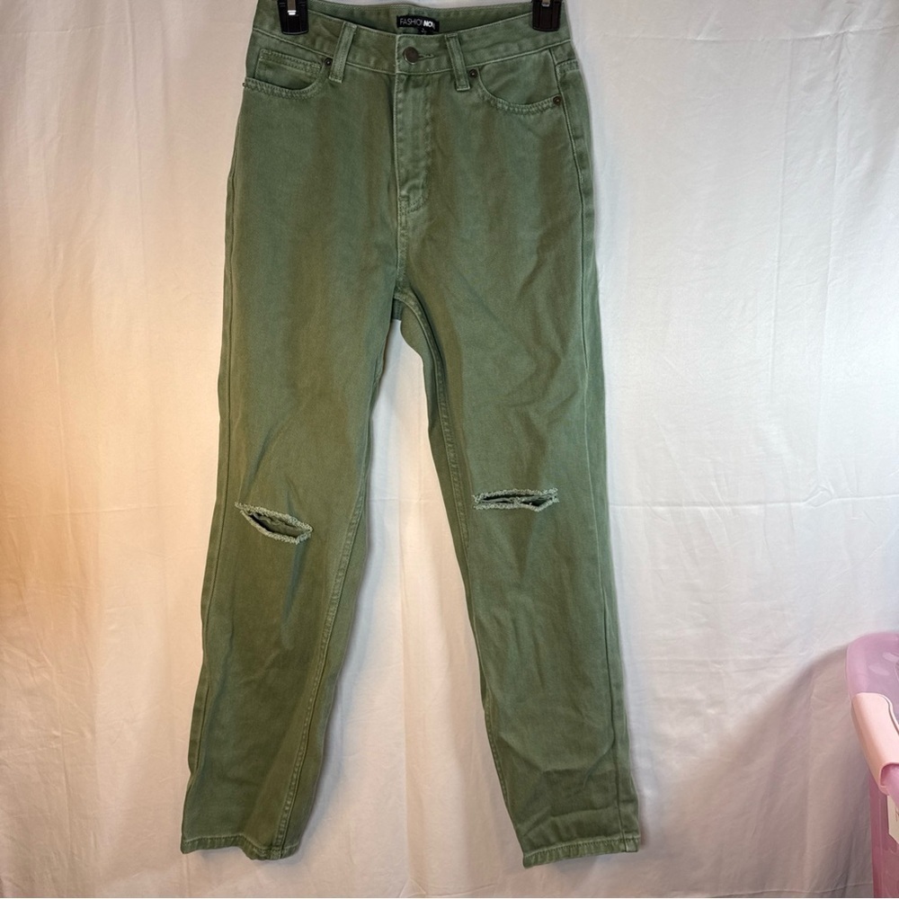 Fashion Nova High Rise Green Jeans Size 1 Preowned